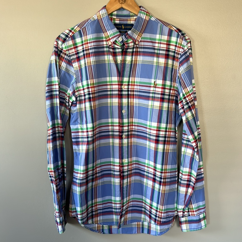 Polo Ralph Lauren Long Sleeve Button Oxford Madras Multicolor Plaid Shirt Sz M - Picture 4 of 10